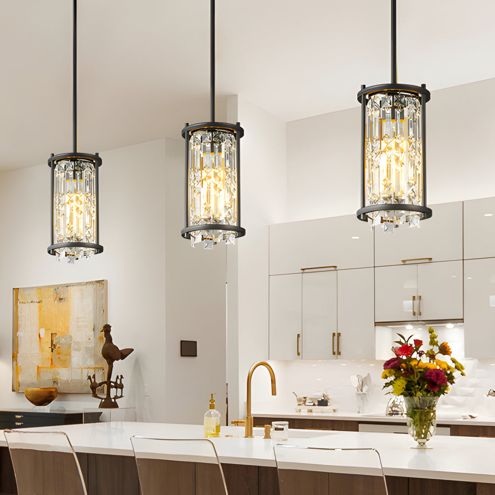 Round Iron Frame Crystal Modern Chandelier