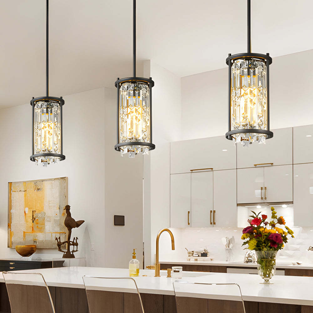 Round Iron Frame Crystal Modern Chandelier