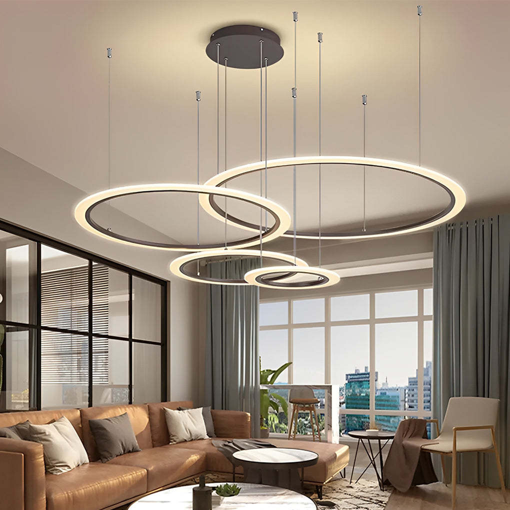 4-Circle Artistic Dimmable LED Modern Pendant