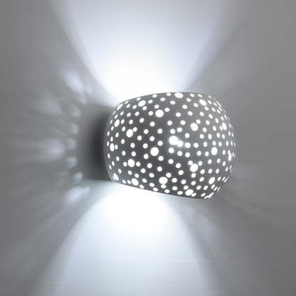 Round Creative Hollow LED up and down Lighting White Nordic Wall Lamp-Lighom