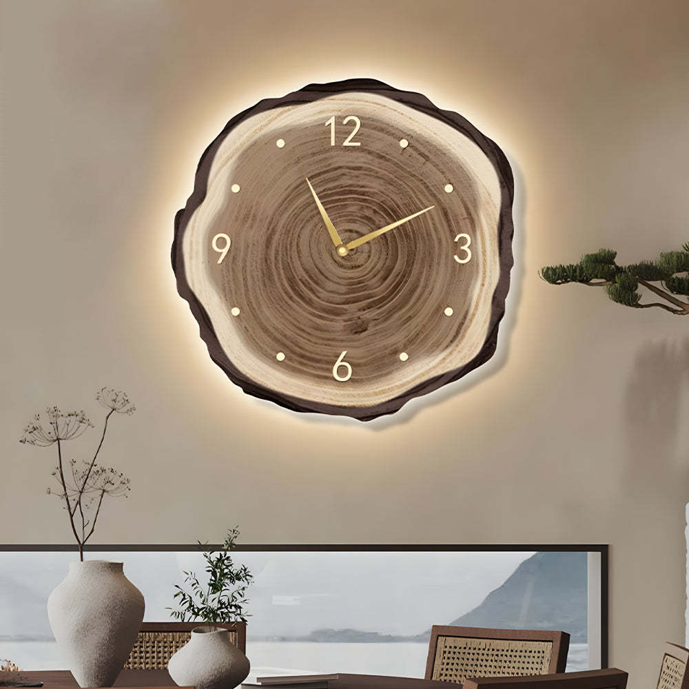 Rustic Wood Slice Clock with Remote