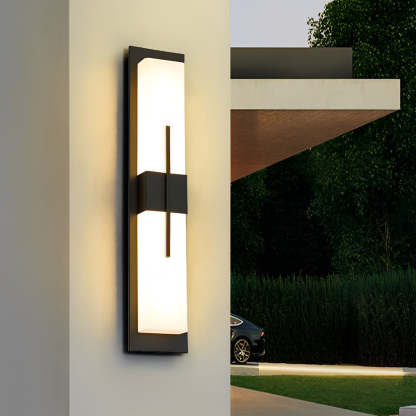 Creative Rectangular LED Waterproof Black Modern Outdoor Wall Lamp-Lighom