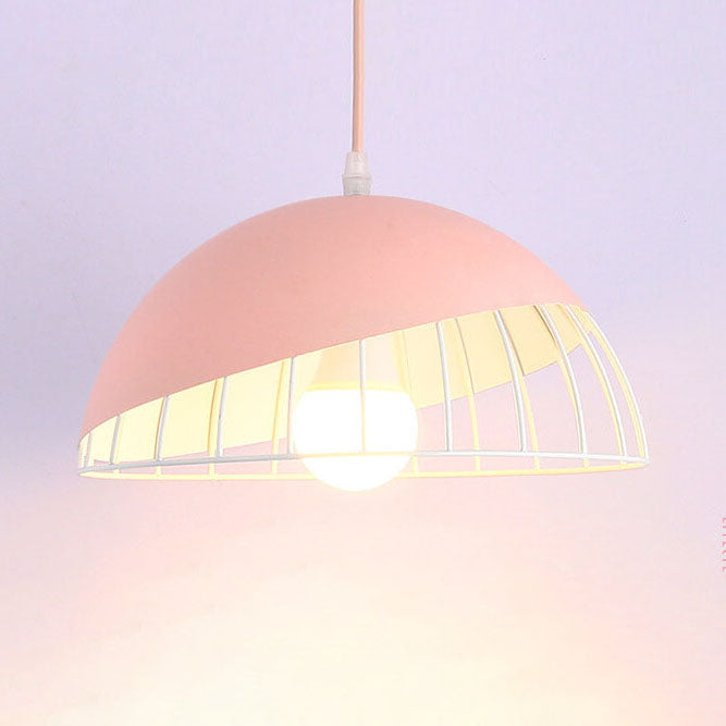 Nordic Macaron Aluminum Wire Dome Cage Pendant Light