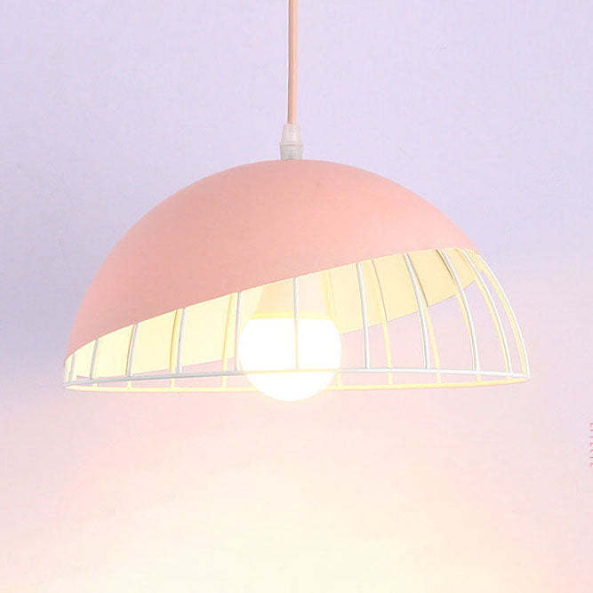 Nordic Macaron Aluminum Wire Dome Cage Pendant Light