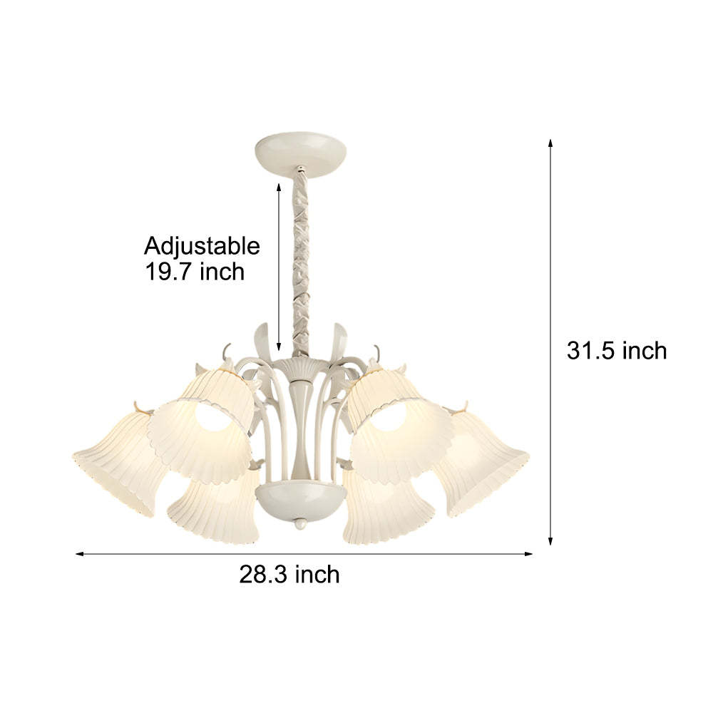 6-Light Pastoral White Flower French Chandelier