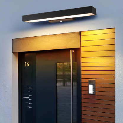 Outdoor Motion Sensor Black Rectangle Wall Light-Lighom
