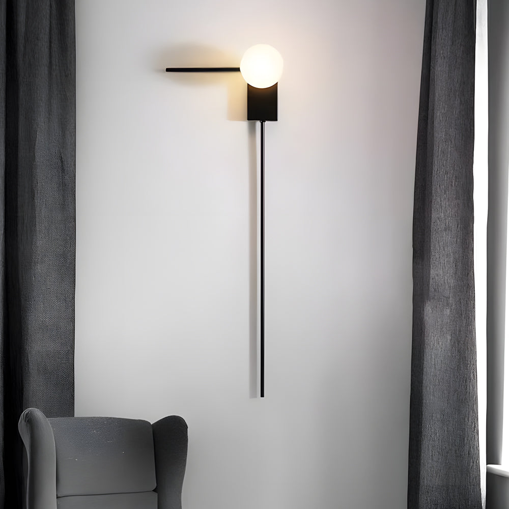 Simple Glass Ball Personalized Nordic Bedroom Wall Light Fixture-Lighom