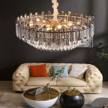 Multilayer Oval Crystal Plated Modern Chandelier