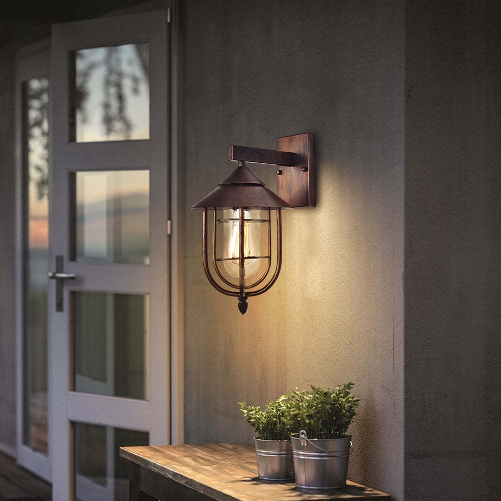 Waterproof Retro Iron Glass Motion Sensor Black Modern Outdoor Wall Lights-Lighom