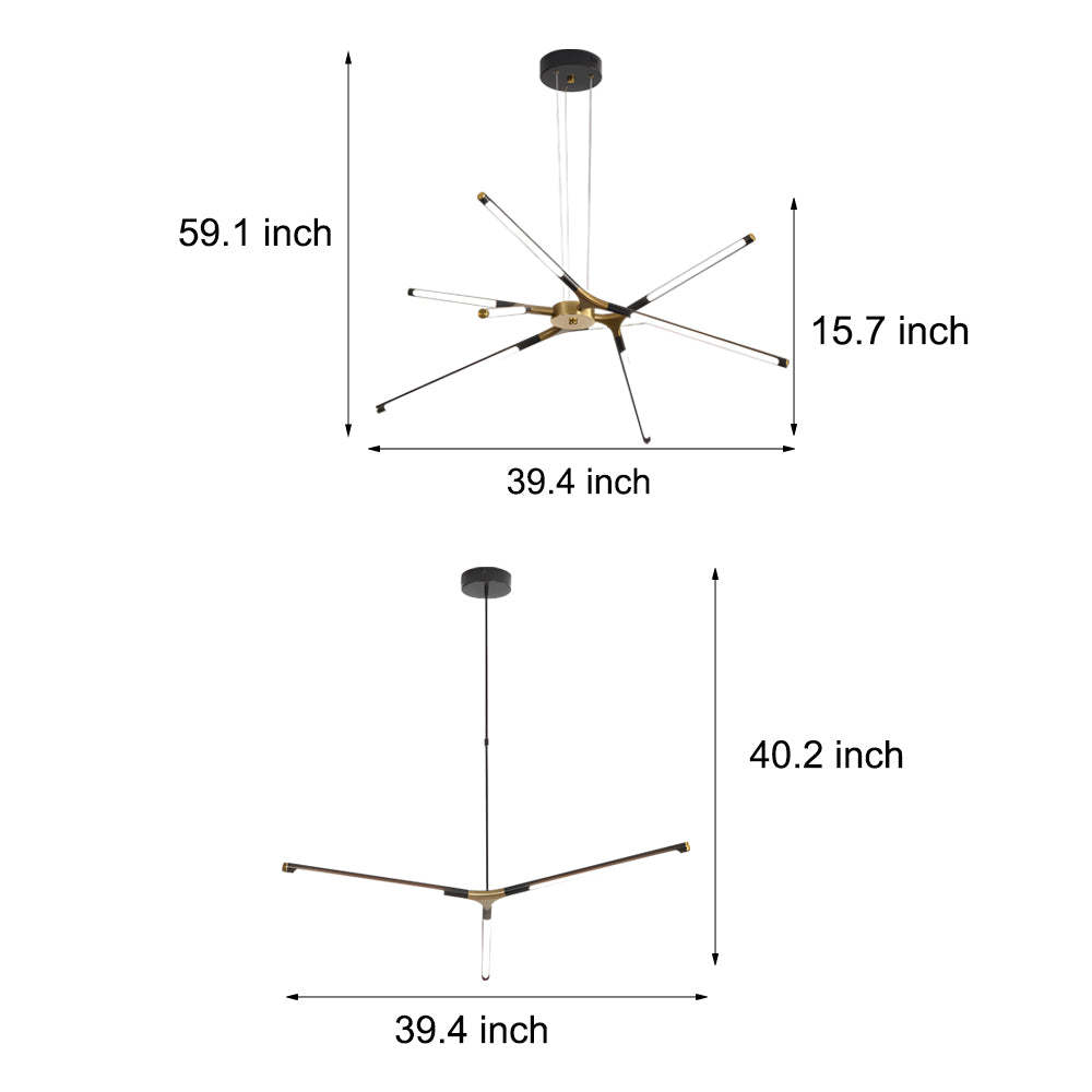 LED Dimmable Linear Sputnik Chandelier