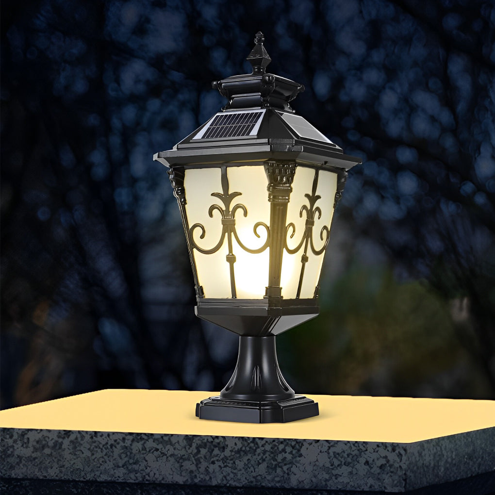 Retro Pattern European Solar Fence Post Light