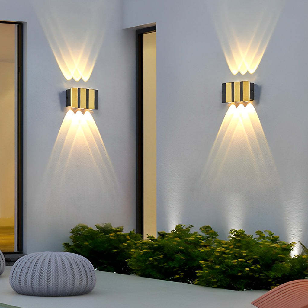 Black & Gold Aluminum LED Outdoor Up Down Wall Light-Lighom