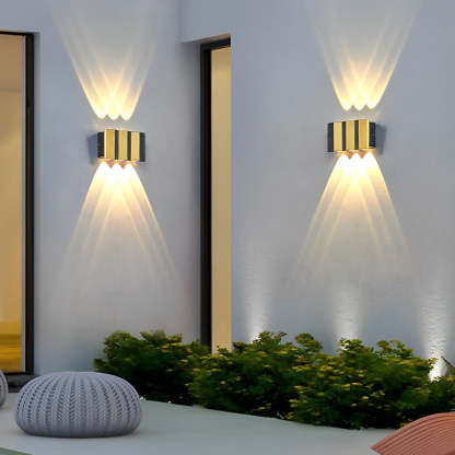 Black & Gold Aluminum LED Outdoor Up Down Wall Light-Lighom