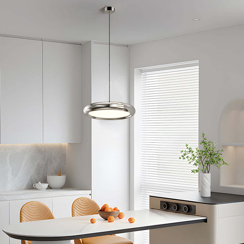 Modern Black Chrome Metallic LED Pendant Light