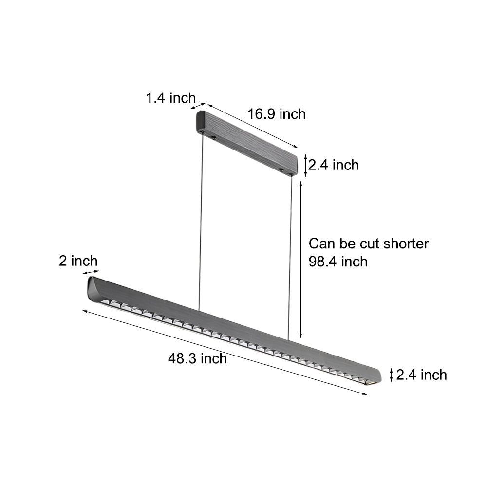 Long Linear Brushed Aluminum LED Island Pendant