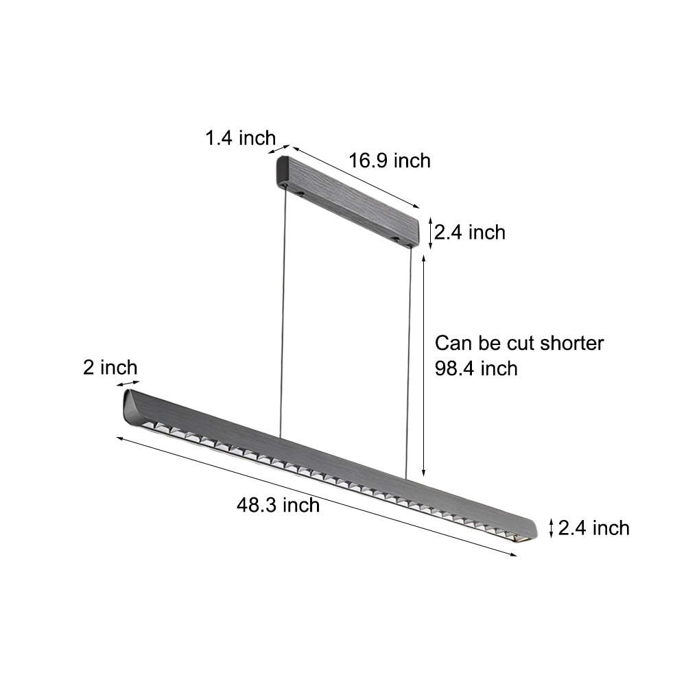 Long Linear Brushed Aluminum LED Island Pendant