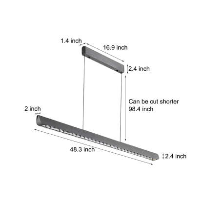 Long Linear Brushed Aluminum LED Island Pendant