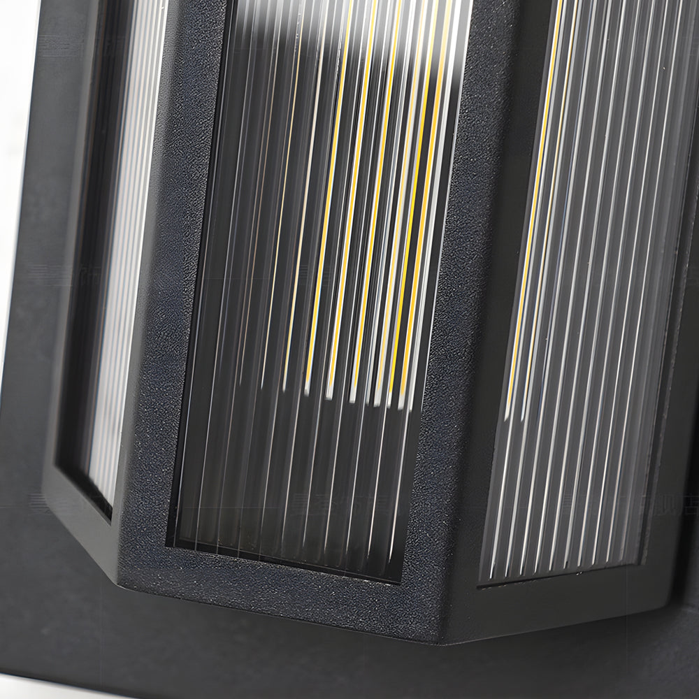 Black Rectangular Transparent Acrylic LED Outdoor Wall Lights-Lighom