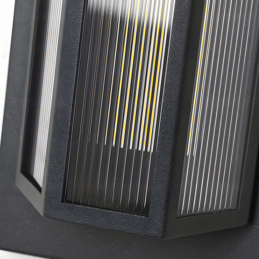 Black Rectangular Transparent Acrylic LED Outdoor Wall Lights-Lighom