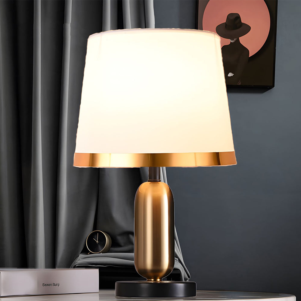 Vintage White/Black and Mid-Century Modern Brass Table Lamp-Lighom