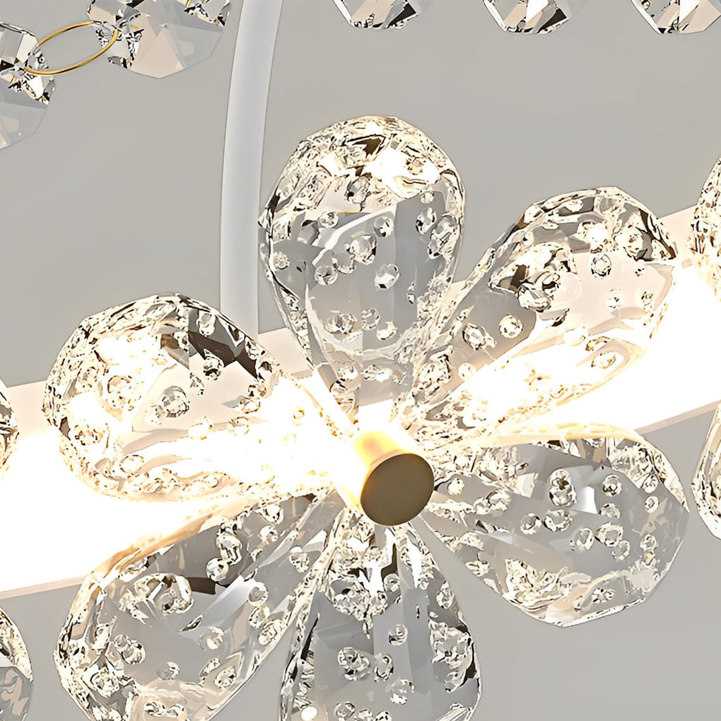 Crystal Glass Flower Crown Dimmable Nordic Chandelier