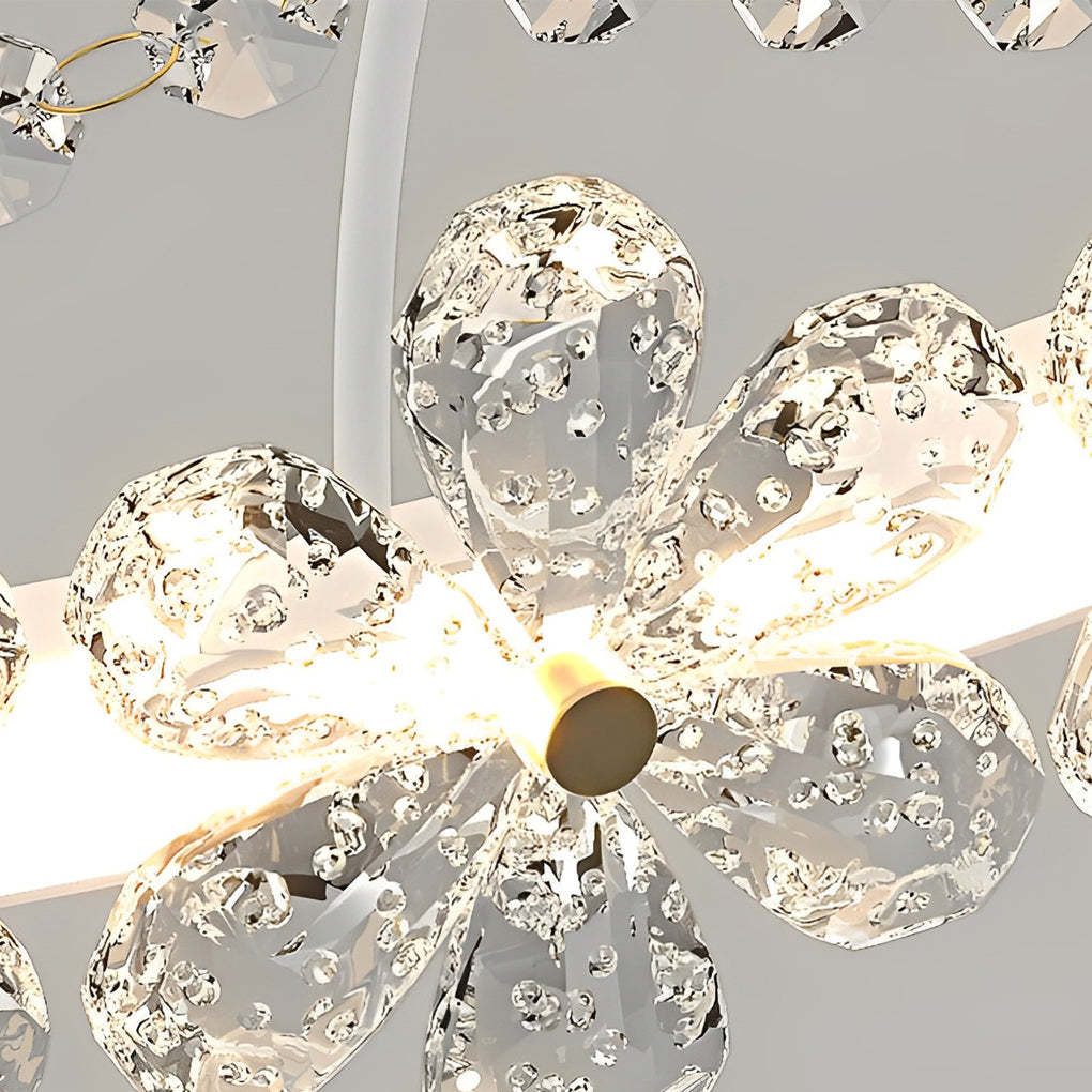 Crystal Glass Flower Crown Dimmable Nordic Chandelier