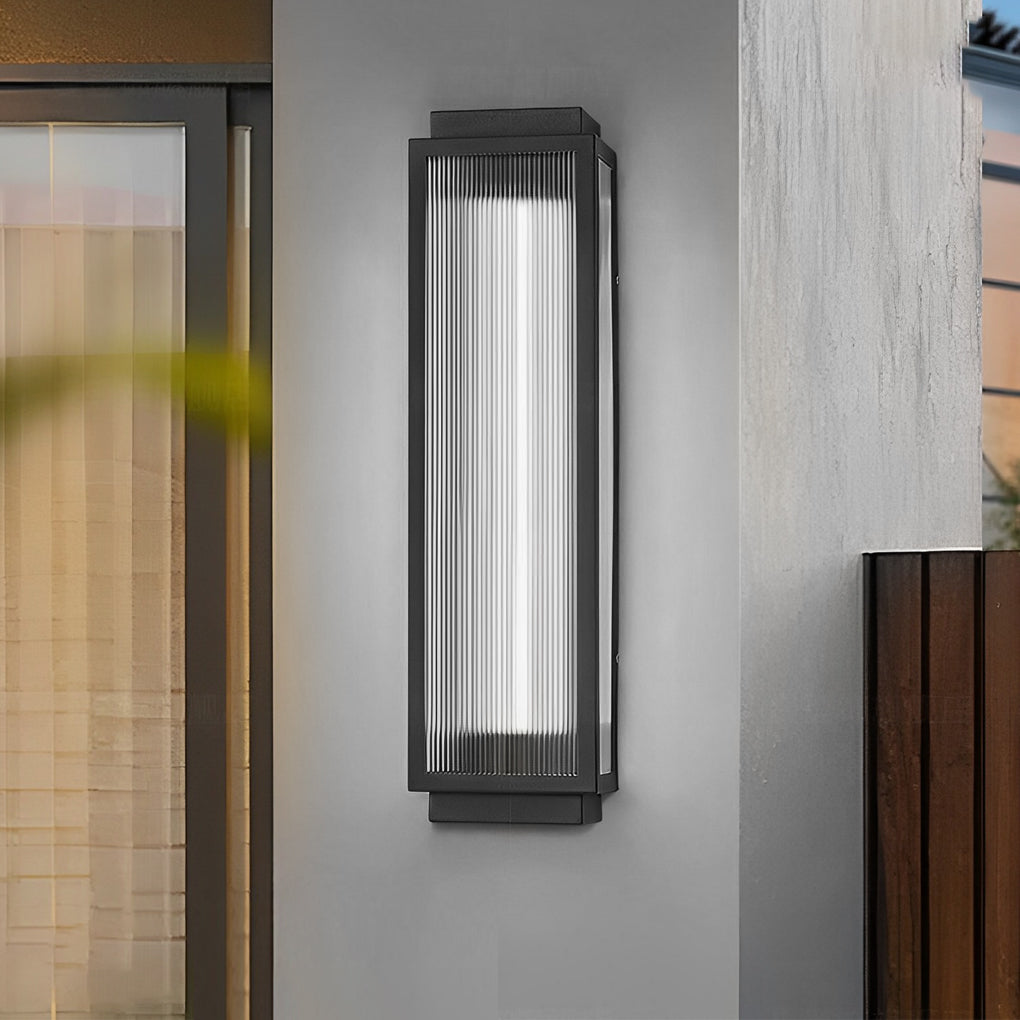 Rectangular Strip Waterproof LED Black Modern Outdoor Wall Lights-Lighom