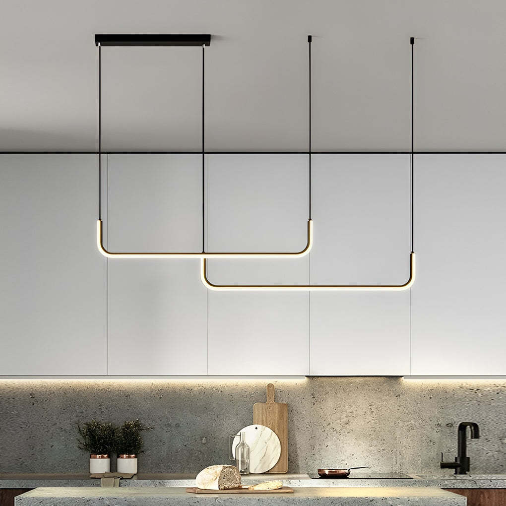 Minimalist Strip 3-Step Dimming LED Black Nordic Pendant