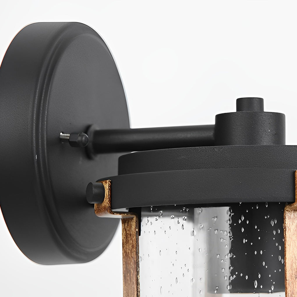 Vintage Waterproof Glass Black Industrial Style Outdoor Wall Sconces Lighting-Lighom
