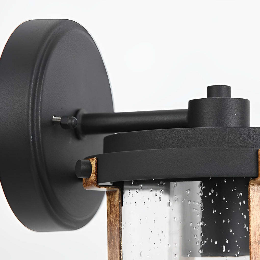 Vintage Waterproof Glass Black Industrial Style Outdoor Wall Sconces Lighting-Lighom