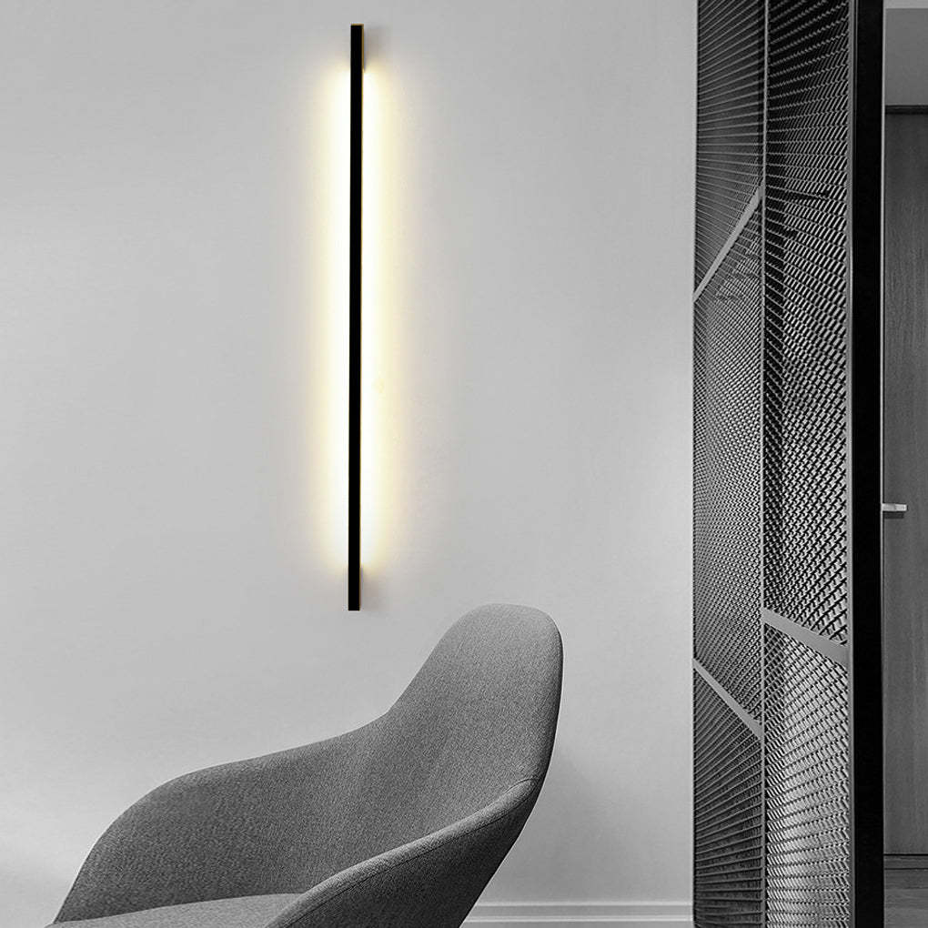 Minimalist Strip Three Step Dimming LED Black Postmodern Wall Lamp-Lighom