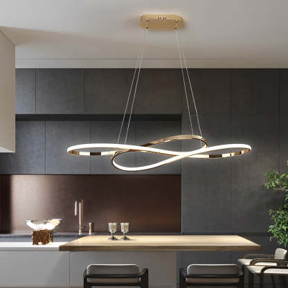 Wavy Figure-8 LED Stepless Dimming Nordic Pendant Chandelier — Gold / White