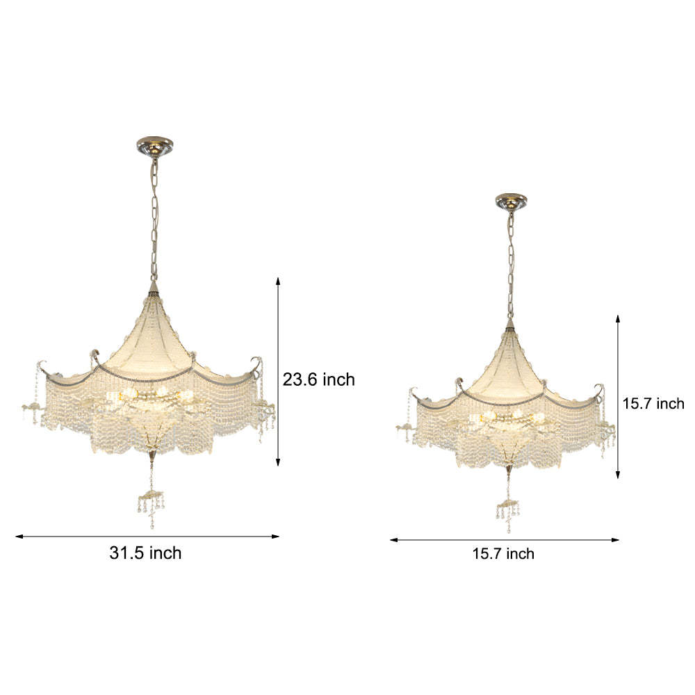 Pagoda Crystal LED Dimmable Chrome Chandelier