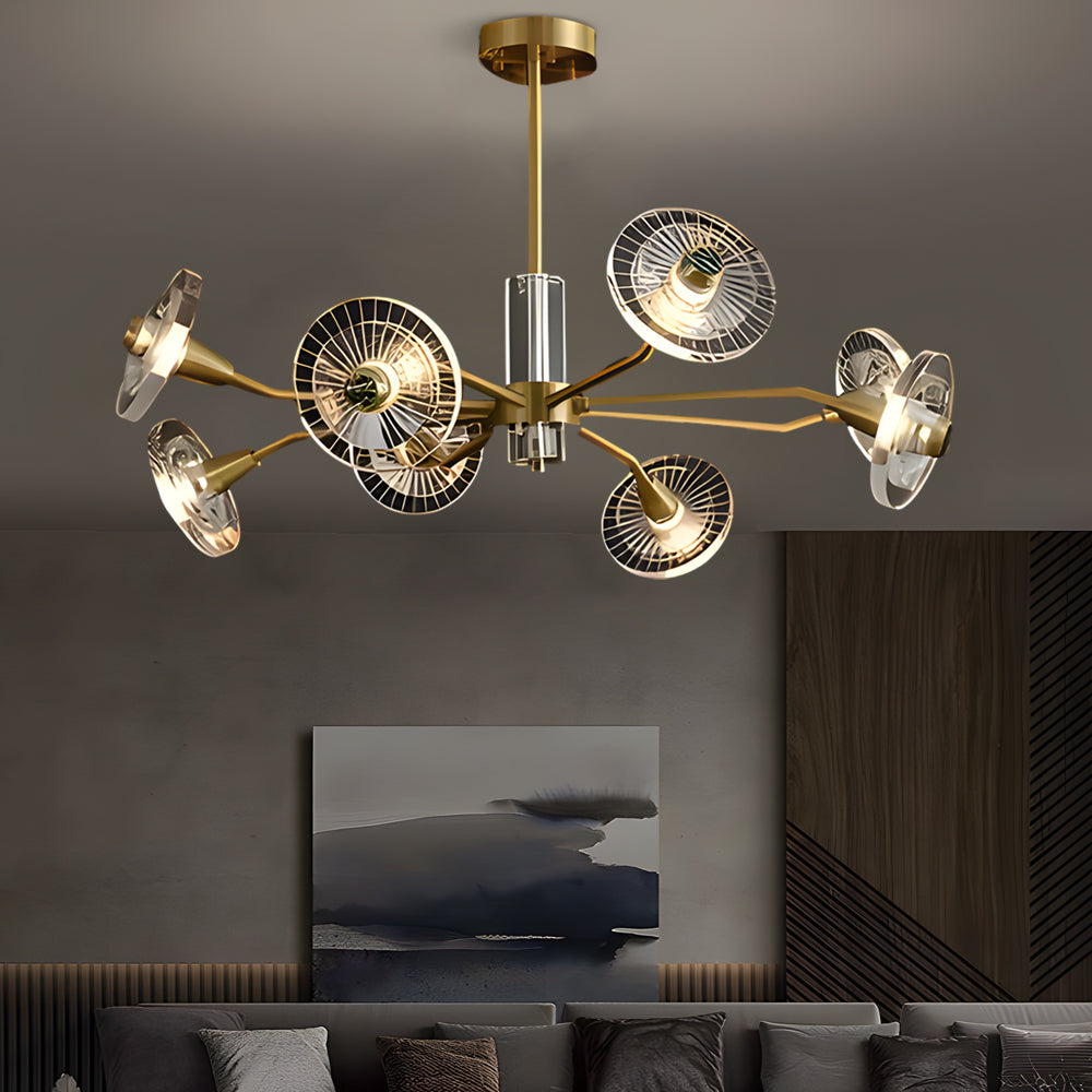 6/8-Light Flower Crystal Copper Post-Modern Chandelier