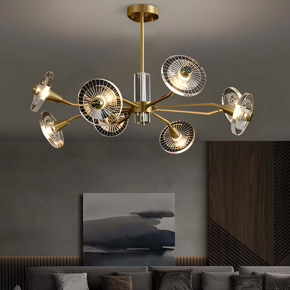 6/8-Light Flower Crystal Copper Post-Modern Chandelier