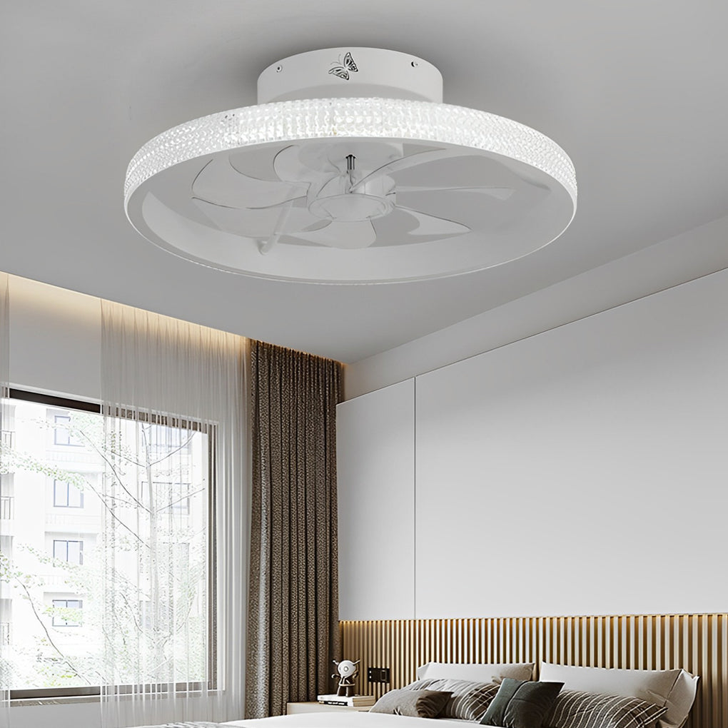 Round Inverter Mute LED Dimmable Bladeless Ceiling Fan