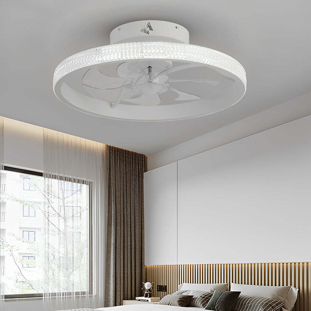 Round Inverter Mute LED Dimmable Bladeless Ceiling Fan