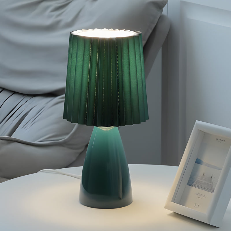 12" Pleated-Shade Glass Dimmable Table Lamp