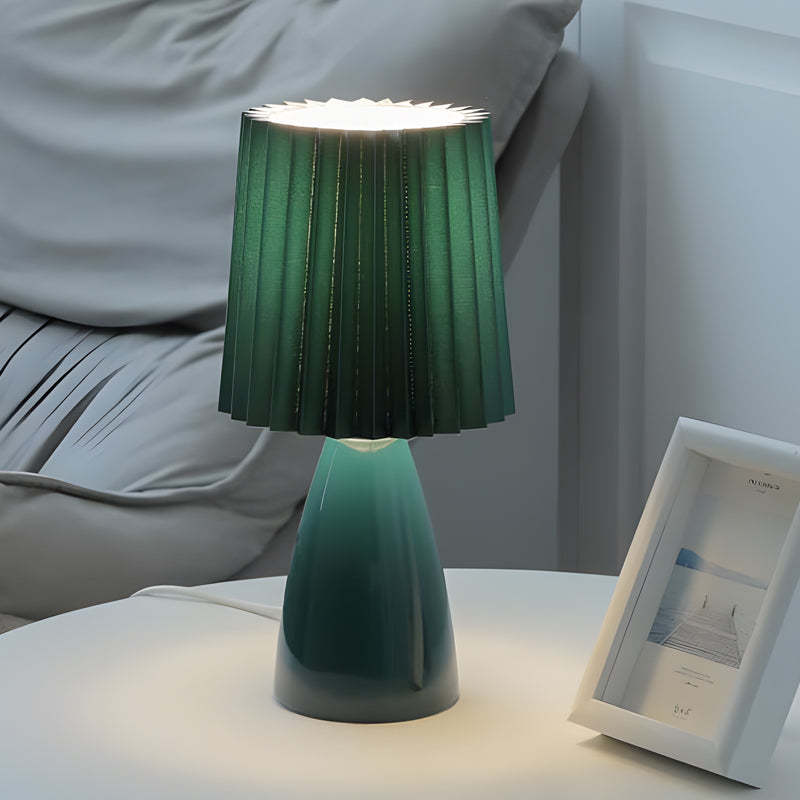 12" Pleated-Shade Glass Dimmable Table Lamp
