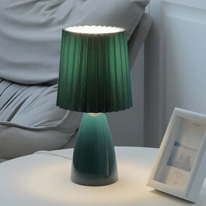 12" Pleated-Shade Glass Dimmable Table Lamp