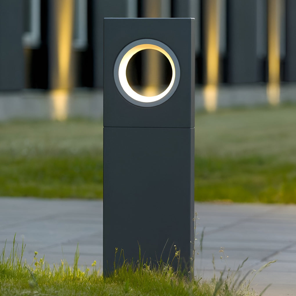 Black metal hole round landscape lighting - industrial — 12V
