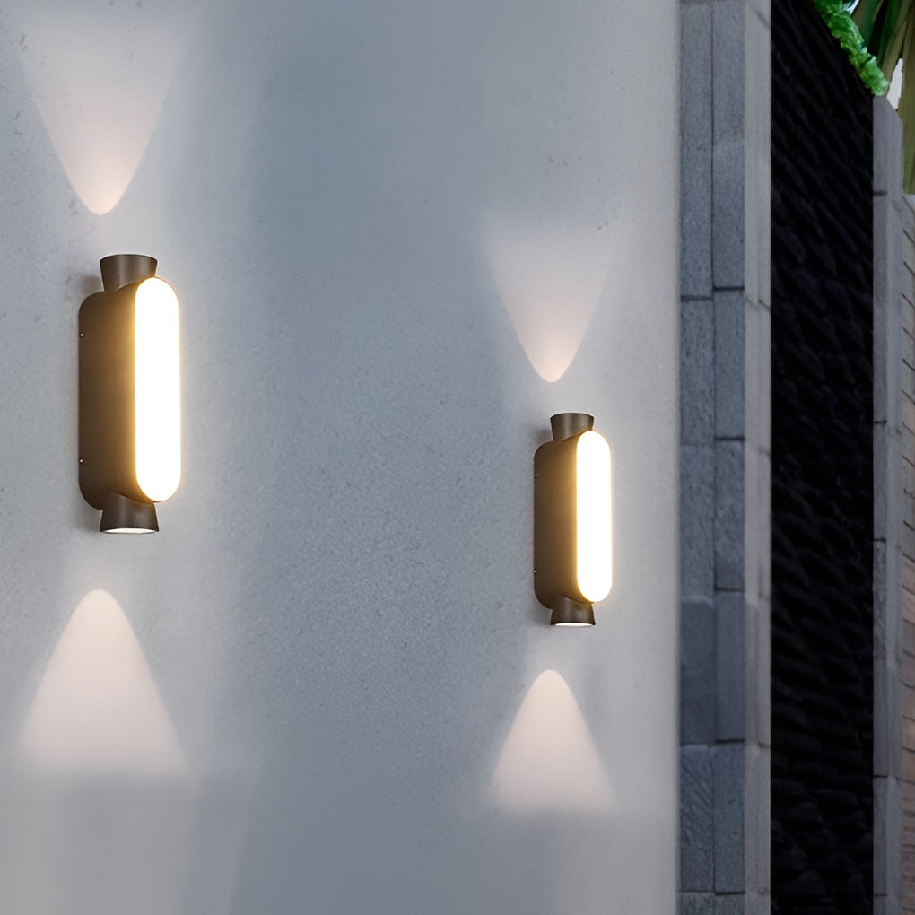 Waterproof LED Up and Down Lights Black Modern Outdoor Wall Sconce Lighting-Lighom
