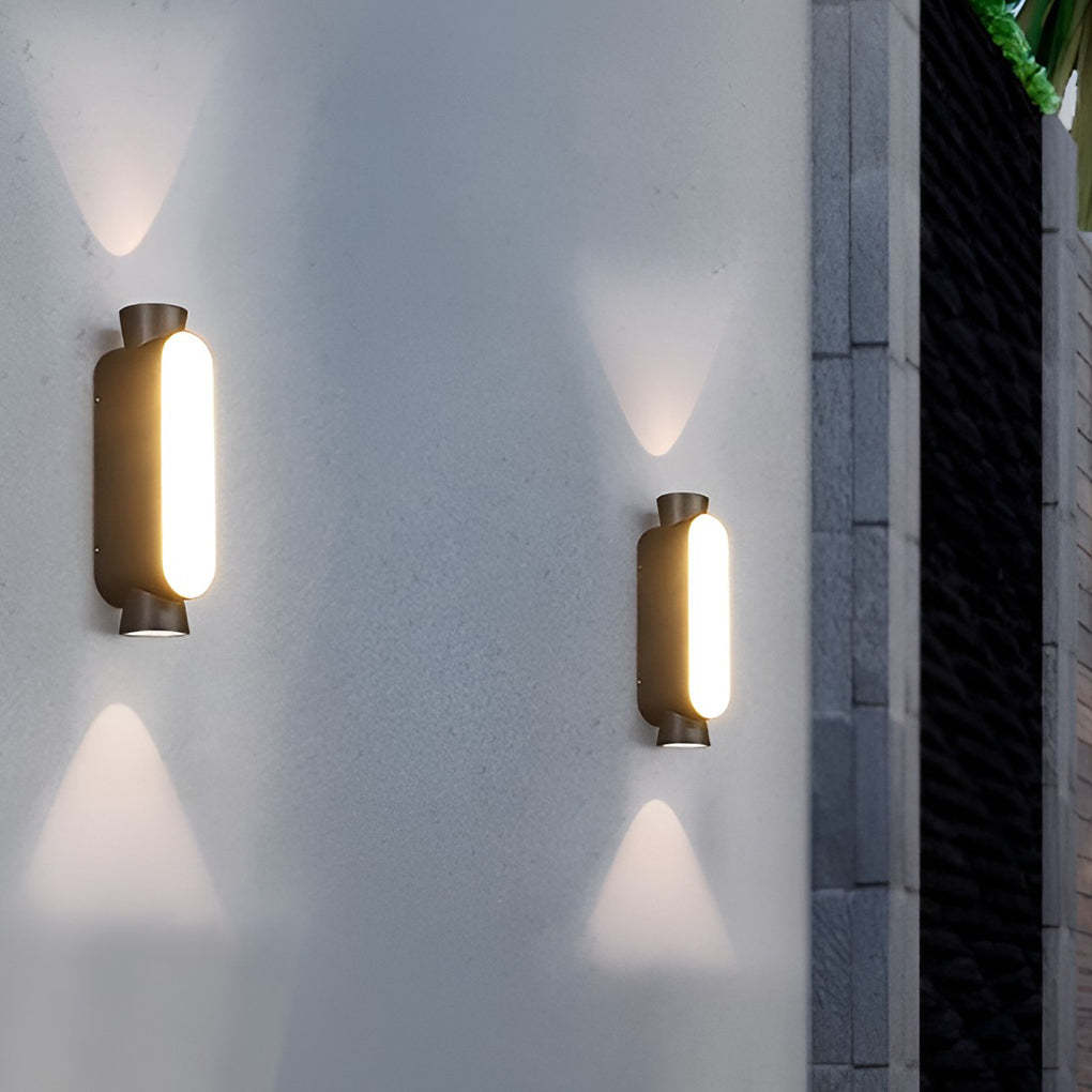 Waterproof LED Up and Down Lights Black Modern Outdoor Wall Sconce Lighting-Lighom