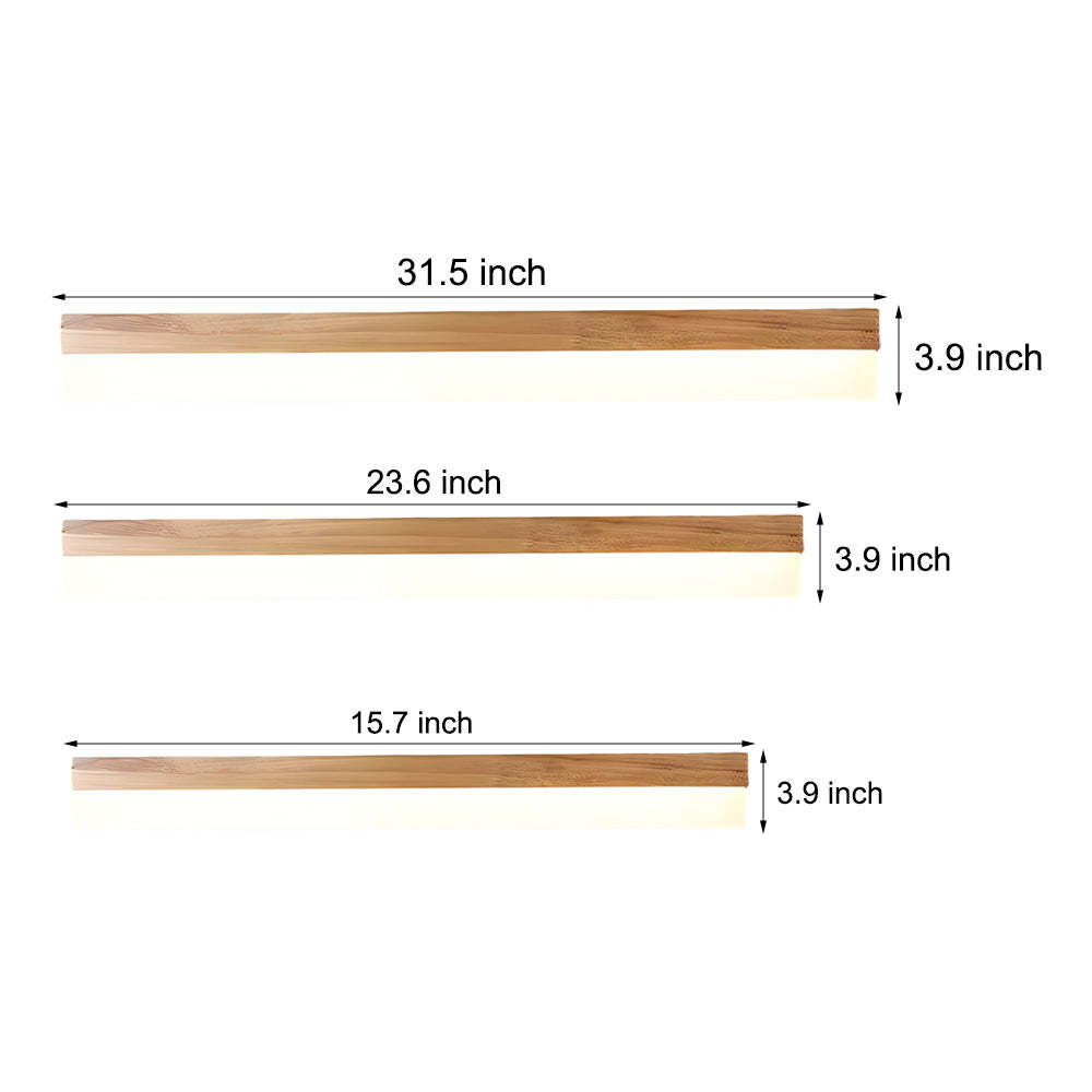 Natural Wooden LED Bathroom Vanity Light with Plastic Shade Mirror Lighting Fixture-Lighom