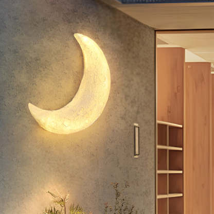 Creative Resin Moon Waterproof LED Modern Outdoor Wall Sconce Lighting-Lighom