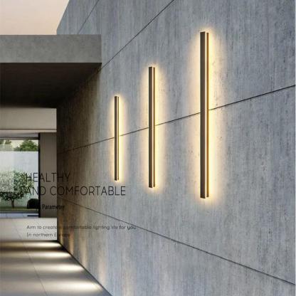 Waterproof Long Strip LED Wall Lamp Outdoor Wall Lights Black Porch Lights-Lighom