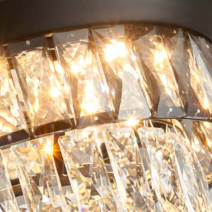 20'' Black Crystal Retractable Blades Ceiling Fan with LED Lights-Lighom