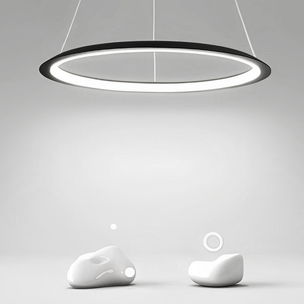 Lighom modern round black pendant lighting — 16" Diameter / Cool White (6000K) / White