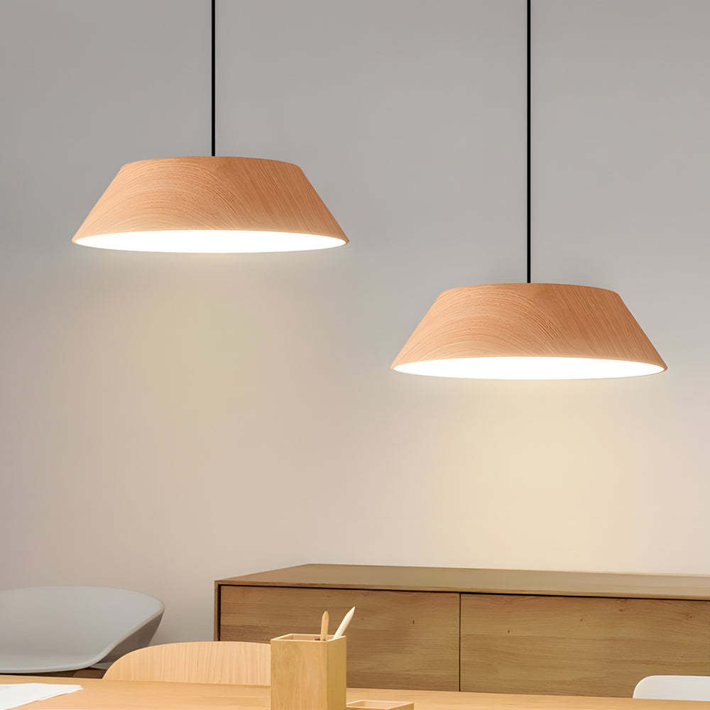 Round Wood Japanese LED Pendant Light