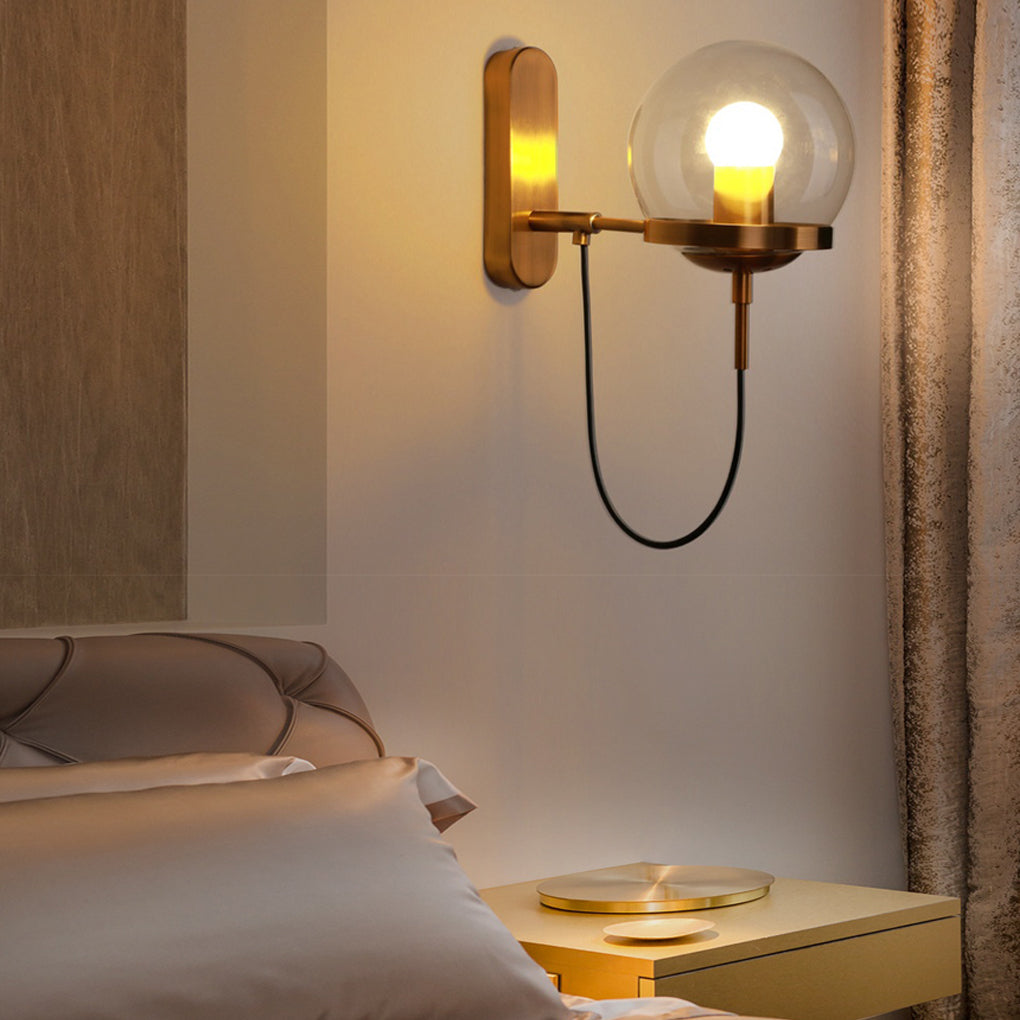 Antique Circular Metal Glass Ball LED Industrial Sconce